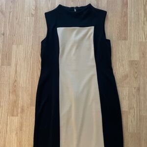 Calvin Klein Color Block Dress Black/Tan 14